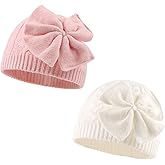 JANGANNSA Winter Warm Knitted Baby Hat for Girls Cotton Lined Infant Toddler Hat Autumn Cute Bow Classic Girls Beanie 0-6Y