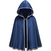 GRAJTCIN Renaissance Medieval Hooded Cape Adult Velvet Cloak Halloween Party Victorian Capelet for Women