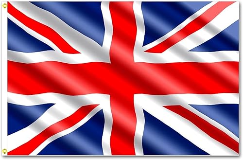 SHATCHI Large 5x3FT Union Jack Flag Britain National Flag New King Charles III Coronation Celebration Garden British Street Party Pub Outdoor Decorations, Red/Blue/White