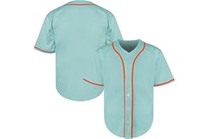 MESOSPERO Men's Baseball Jersey Blank Softball Jersey Casual Short Sleeve Button Down T-Shirt