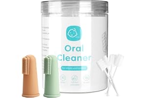 uhfi Baby Toothbrush Finger Toothbrush Oral Cleaner Kit with 5PCS Baby Tongue Cleaner Toddler Silicone Tooth Brush 0-6 Months 6-12 Months (Clay/Mint+30PCS Toothbrushes)