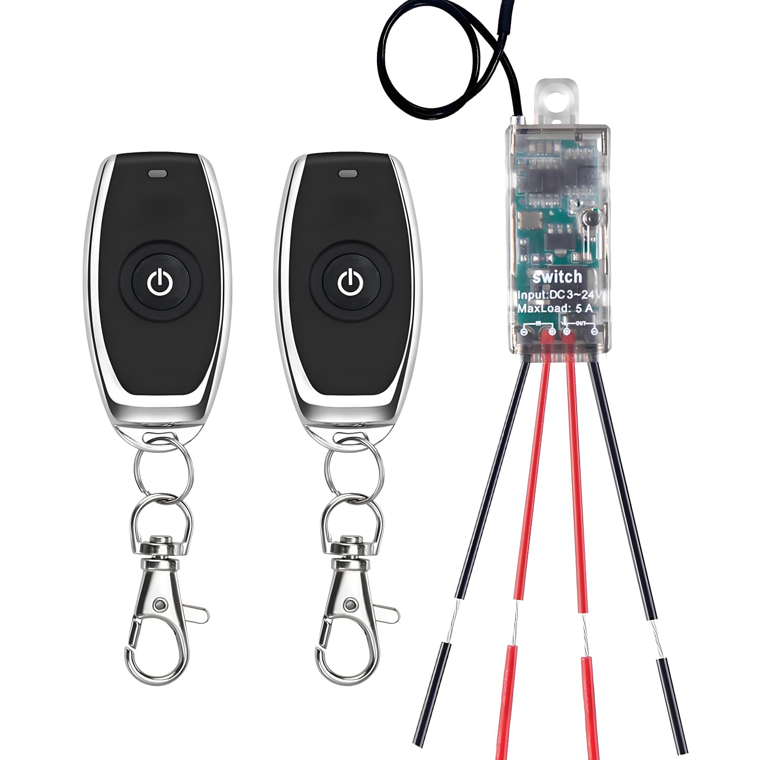 Photo 1 of **** ONLY ONE INSIDE NOT TWO **** Mini Wireless Switch,5V/12V/24V/5A Relay Remote Switch for Lights,Mini Relay Switch with 164FT Long Range for Ceiling Lights, Led Strip,Alarm Bell,Light Bar,Fan. 1 pack