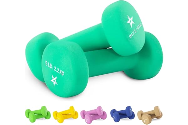 Yes4All Neoprene Coated Dumbbell Hand Weight Sets of 2 - Multiple Weight Options with 15 Colors, Anti-roll, Anti-Slip, Hexagon Shape