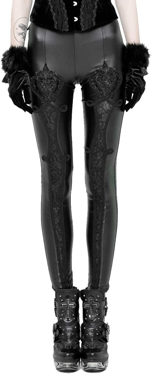 goth black leather leggings