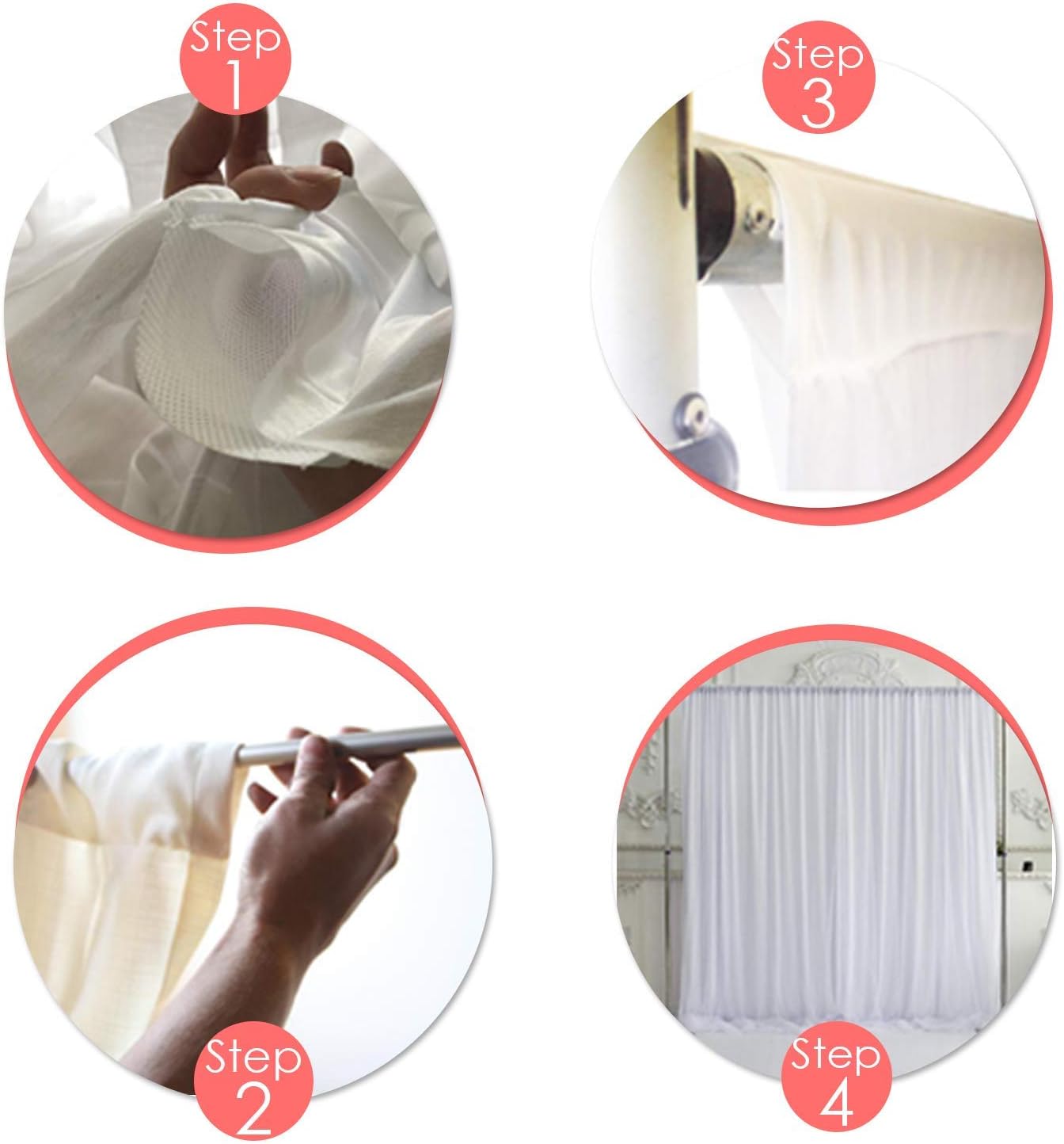 Weddecor Pleated White Silk Backdrops Decorative Curtain Background Fabric Backdrop for Christmas Weddings, Parties, Events - Image 4