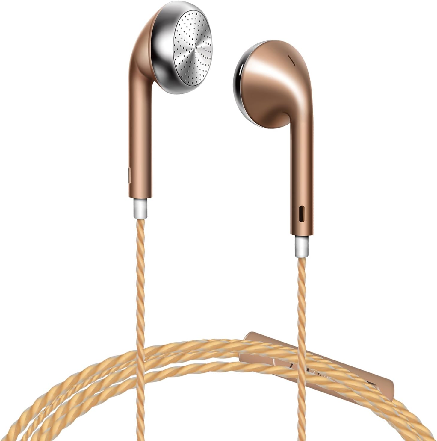 COSPOR in Ear Headphones Wired Earphones Noise Cancelling Earbuds Bass Metal headsets with Microphone for Sports Running Gym Exercise Jogging (Golden)