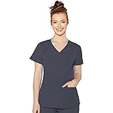 Med Couture Peaches Scrub Top for Women Raglan V-Neck with 3 Pockets, Modern Fit, Moisture-Wicking & Light Weight - MC8470