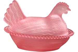 Glass Chicken Candy Dish, Crystal Hen on Nest Covered Jar for Snacks, Vintage Poultry Fruit Plate & Egg Tray Server, Retro Pa