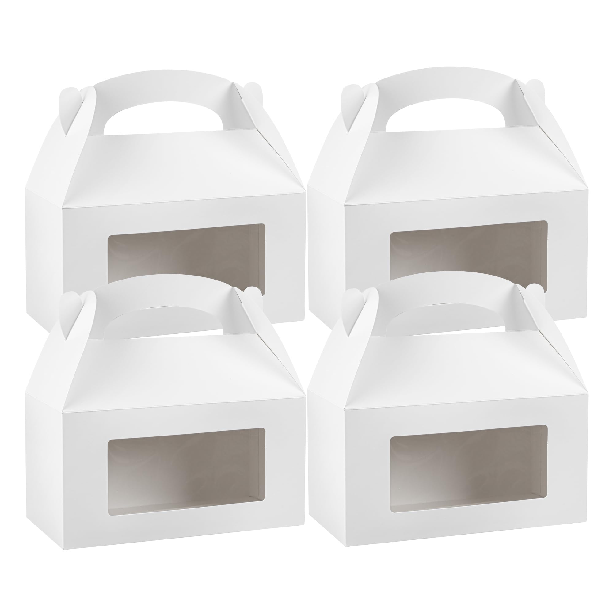 Photo 1 of Restaurantware Bio Tek 9.5 x 5 x 5 Inch Gable Boxes For Party Favors, 100 Attractive Gift Boxes - Clear PET Window, With Built-In Handle, White Paper Barn Boxes, Greaseproof, For Parties