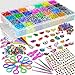 Loom Bands - HUGE Premium Rubber Band Bracelet Kit - 11000 Vibrant Rainbow Color Bands, 600 S-Clips, 200 Beads, 30 PVC Charms, 52 ABC Beads, 10 Backpack Hooks, 5 Crochet, Tassels, Hair Clips - 2Y Loom primary