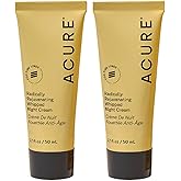 Acure Radically Rejuvenating Whipped Night Cream - Anti Aging Peptide Night Face Cream for Women & Men, Hydrating & Renewing Moisturizer, Softens Fine Lines w/Vitamin C - 1.7 fl oz (2 Pack)