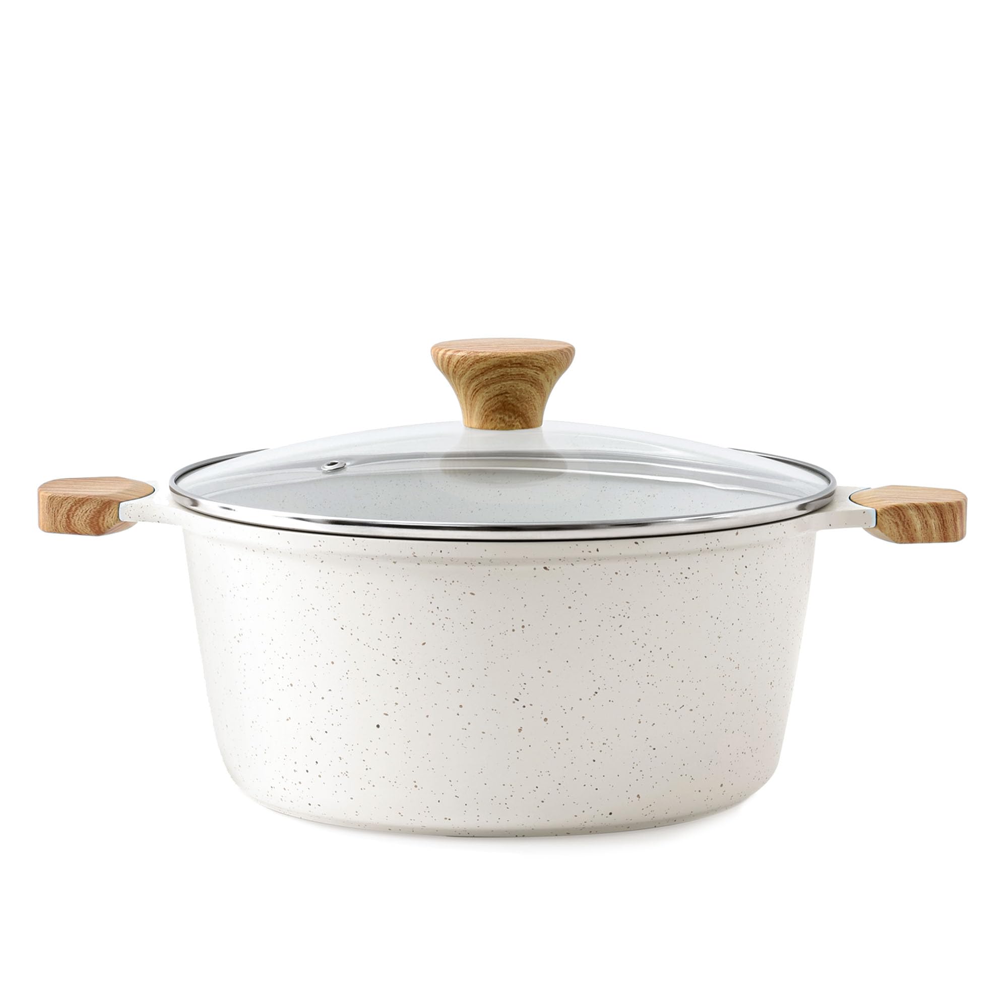 Photo 1 of SENSARTE Ceramic Nonstick Stock Pot with Lid, 4.5 Quart Induction Cooking Pot with Tempered Glass Lid, Stew Pot for Soup and Oatmeal, Pasta Casserole, PFOA PFAS PTFE Free, White
