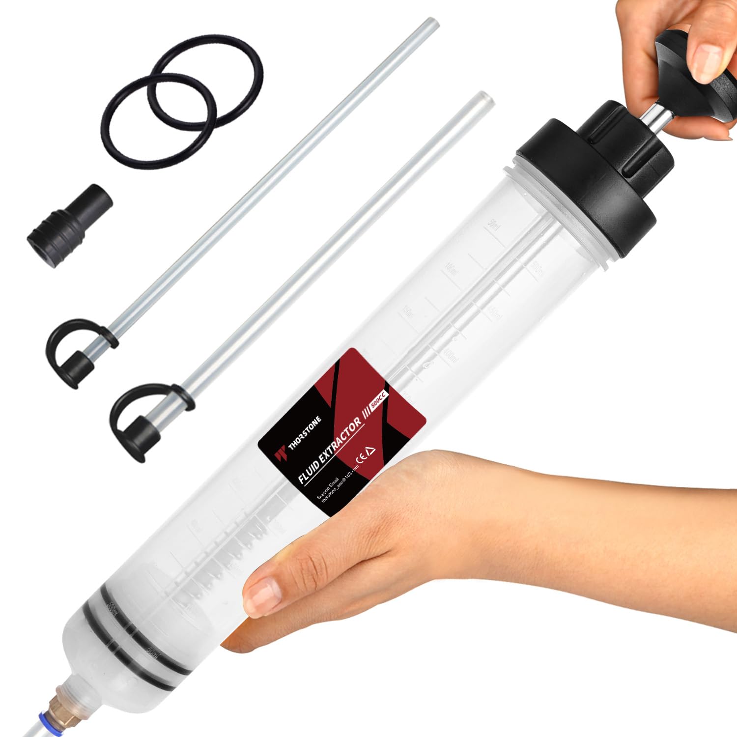 Photo 1 of Thorstone 500cc Automotive Fluid Extractor Pump, Manual Oil Change Syringe with 2pcs 22cm PVC Suction Tubes