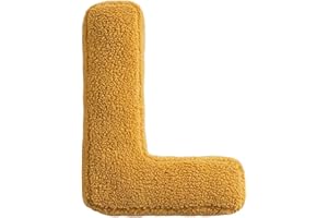huraty Alphabet L Pillow Ginger Initial Letter Cushion Decorative Nursey Pillow Lambs Wool Novelty Room Decor (L, 14.9" Lx11.8 W)