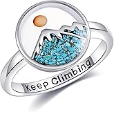 CUPENDA Mustard Seed Mountain Ring Sterling Silver Mountain Turquoise Ring Climbing Christian Inspirational Jewelry for Women Size 6 7 8 9