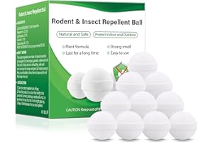 RATITU Mouse and Mice Repellent Indoor Outdoor, 10 Packs Moth Balls, Peppermint Balls for Rodent, Long-Lasting Squirrel Repellent, Safe for Human & Pets, Suitable for Home Storage Garage Car RV