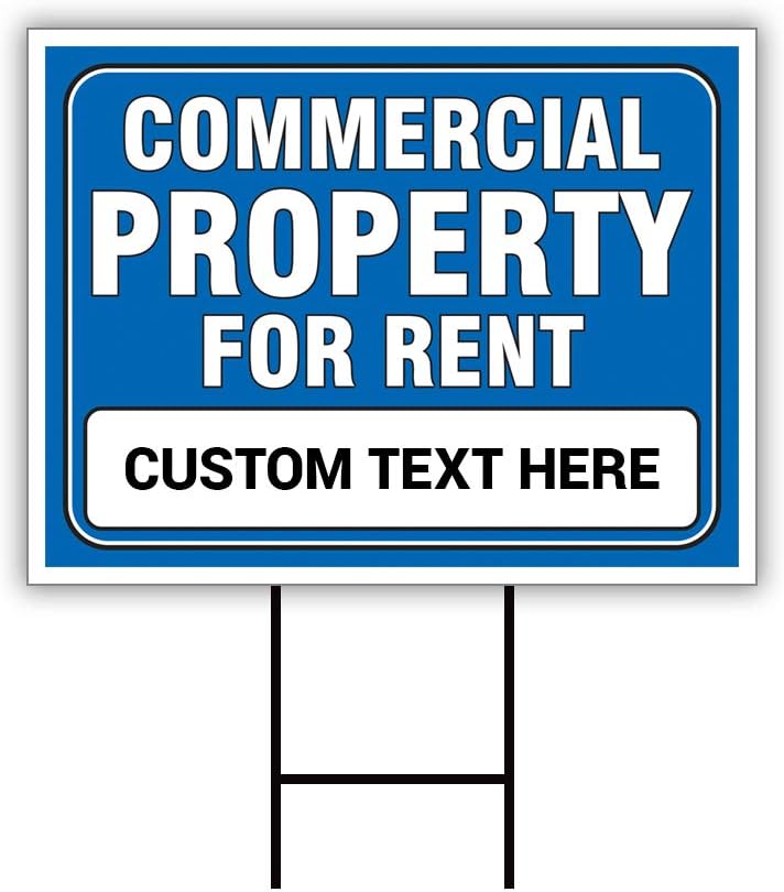 Commercial Property for Rent Yard Sign Personalized 24" x 18" - Coroplast Visible Text Long Lasting Rust Free Custom Commercial Property for Rent Sign with Metal H-Stake, D (24x18, Single Sided)