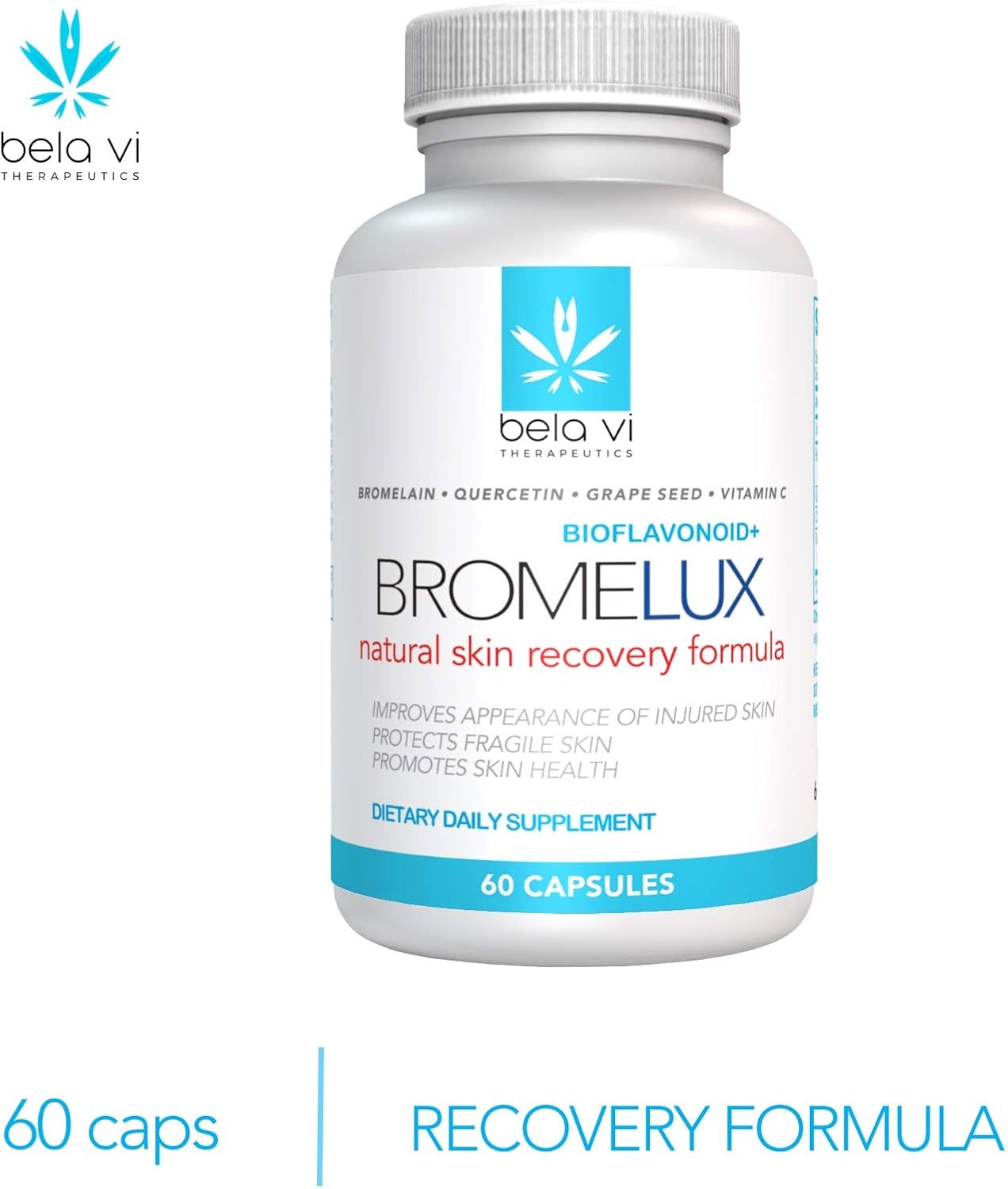 BROMELUX Anti-Bruising Supplement I Bromelain & Quercetin Complex: Swelling & Bruise Relief, Natural Anti-Inflammatory Treatment I for Daily Care & Recovery After Surgery & Skin Trauma I 60 Capsules: Health & Personal Care