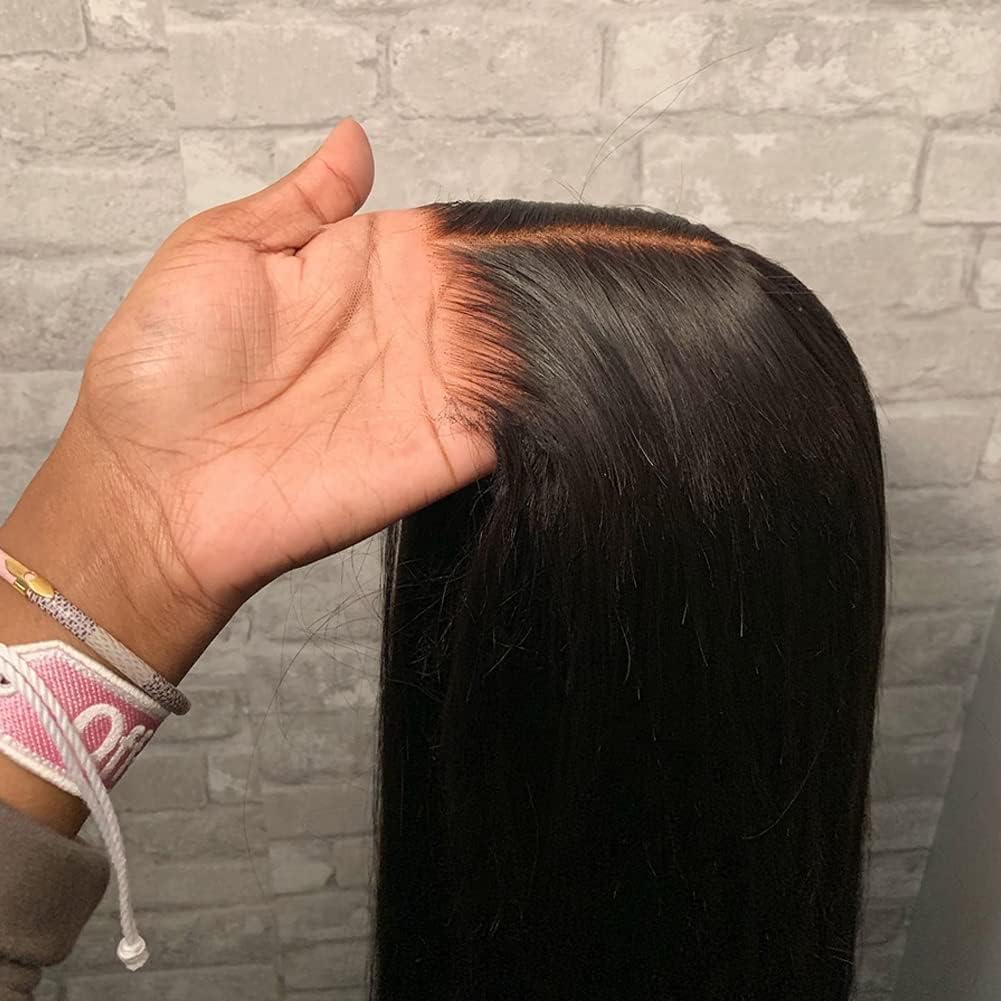 Human Hair Wig Glueless Real Hair Wigs for Women Human Hair, Wear and Go Bone Straight Wigs for Black Women 180% Density Brazilian 4x4 Pre Cut Lace Front Wig Upgraded Inner Cap 18 Inch.