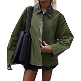 Cicy Bell Womens Barn Jackets Casual Zip Up Cotton Canvas Oversized Lightweight Coats Winter Spring Outfits