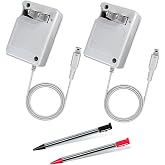 3DS Charger, Compatible with Nintendo 3DS/ DSi/DSi XL/ 2DS/ 2DS XL/New 3DS 100-240V Wall Plug Adapter with Stylus Pen 2 Pack