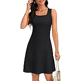 Vrtige Women's Racerback Scoop Neck Sleeveless Wide Strap A Line Tank Mini Dress