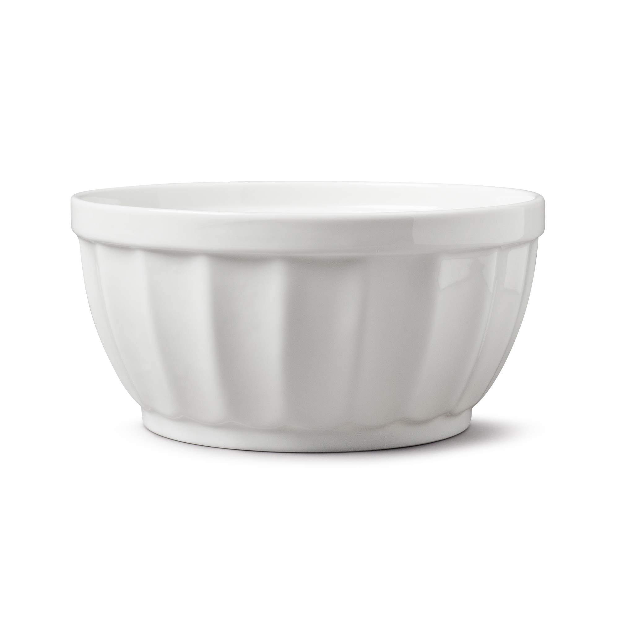 WM Bartleet & Sons 1750 T471 Traditional Porcelain Fluted Kitchen Serving Bowl, 700ml – White