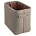 mDesign Fabric Storage Basket with Internal Coating and Structured Design (Pack of 2) - Ideal Makeup Storage - Practical Cotton Storage Box with Handle for Bathroom - Brown