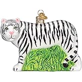 Old World Christmas White Tiger Glass Blown Ornament for Christmas Tree