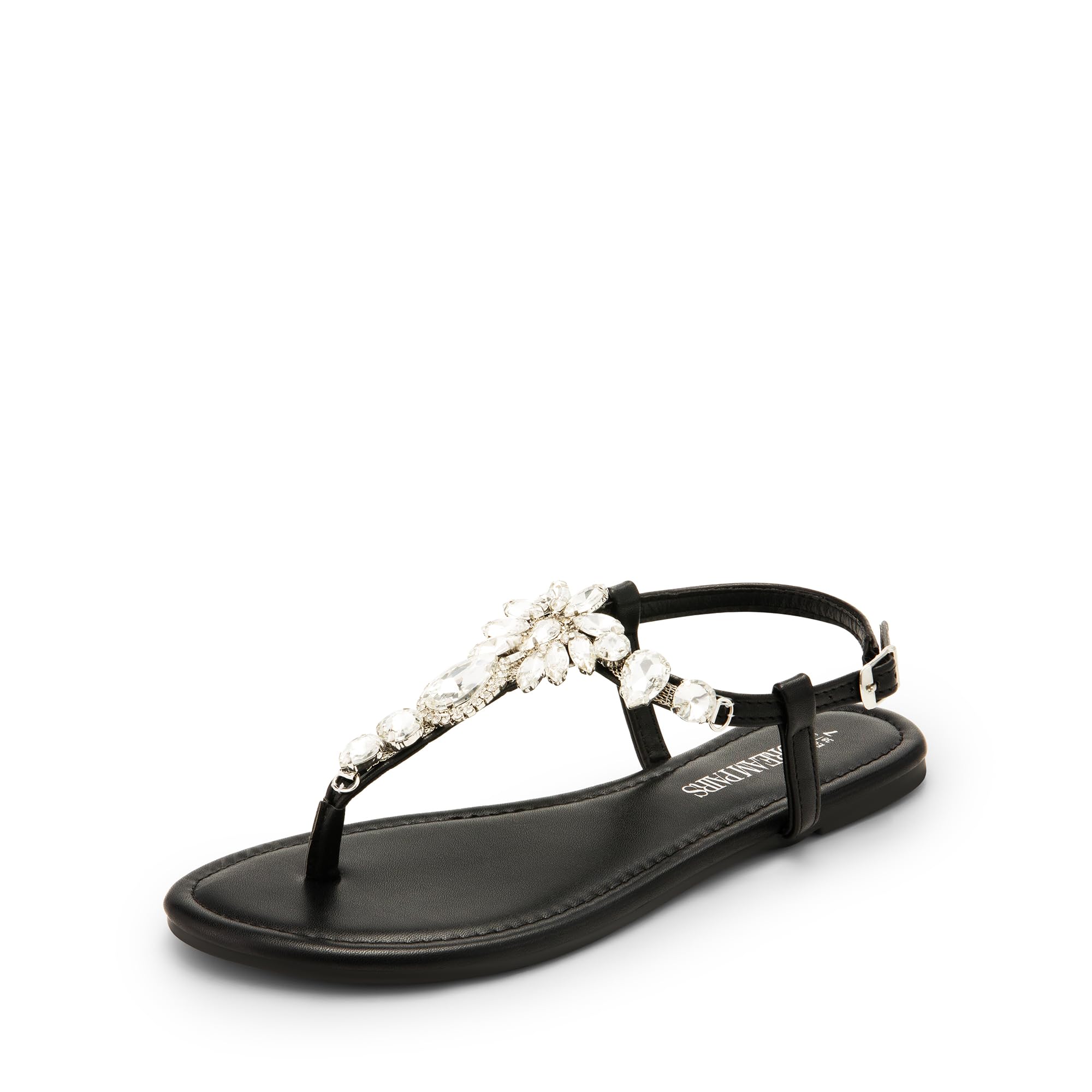 Flat Sandals for Women Dressy Rhinestone T-Strap Thong Flat Sandals for Summers Dress Beach