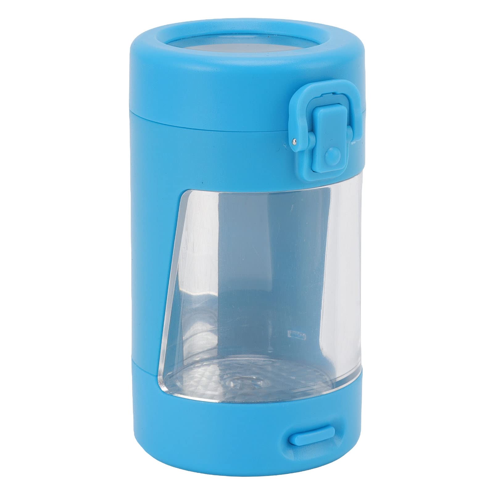 8X Magnifying Viewing Jar with LED Light, Portable Transparent Light Up Stash Jar Air Tight Storage Jar Smell Proof Container Magnified Glass Jar with Spoon & Storage Bag(Blue)