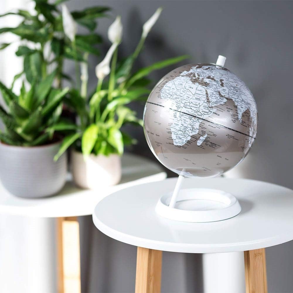Wild Wood Geographic World 8" Desk Globe, Metallic Pewter, 8 Inches - Image 3