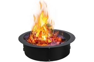 FORJAMINT Outdoor Fire Pit Ring 36 inch Fire Ring for Outside Fire Pit, 2.0mm Thick Metal Steel Duty Solid Round Fire Pit Insert, for Outside DIY Campfire Ring Above or In-ground (Black, 30×36 inch)