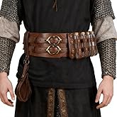 bcehyaa Medieval Viking Wide Belt - Renaissance Faux Leather Pirate Belt Pouch for Men & Women LARP, Halloween, Cosplay Party