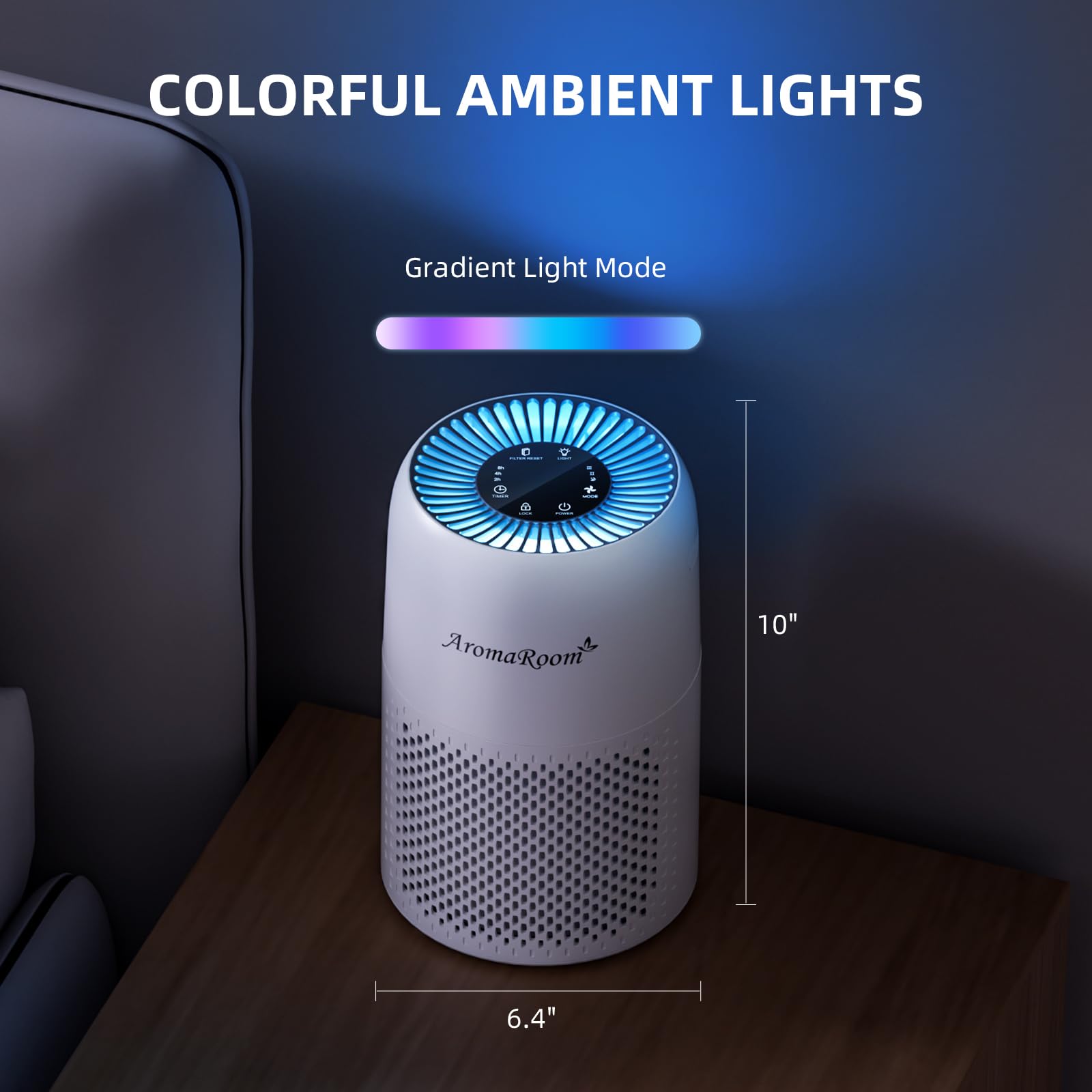 AromaRoom Air Purifiers for Bedroom with True HEPA13 Filters 3-in-1, Pet Air Purifier with Aroma Pad for Wildfires Smoke Pollen Dander, 22dB Quiet Air Cleaners for Baby Room Office Dorm