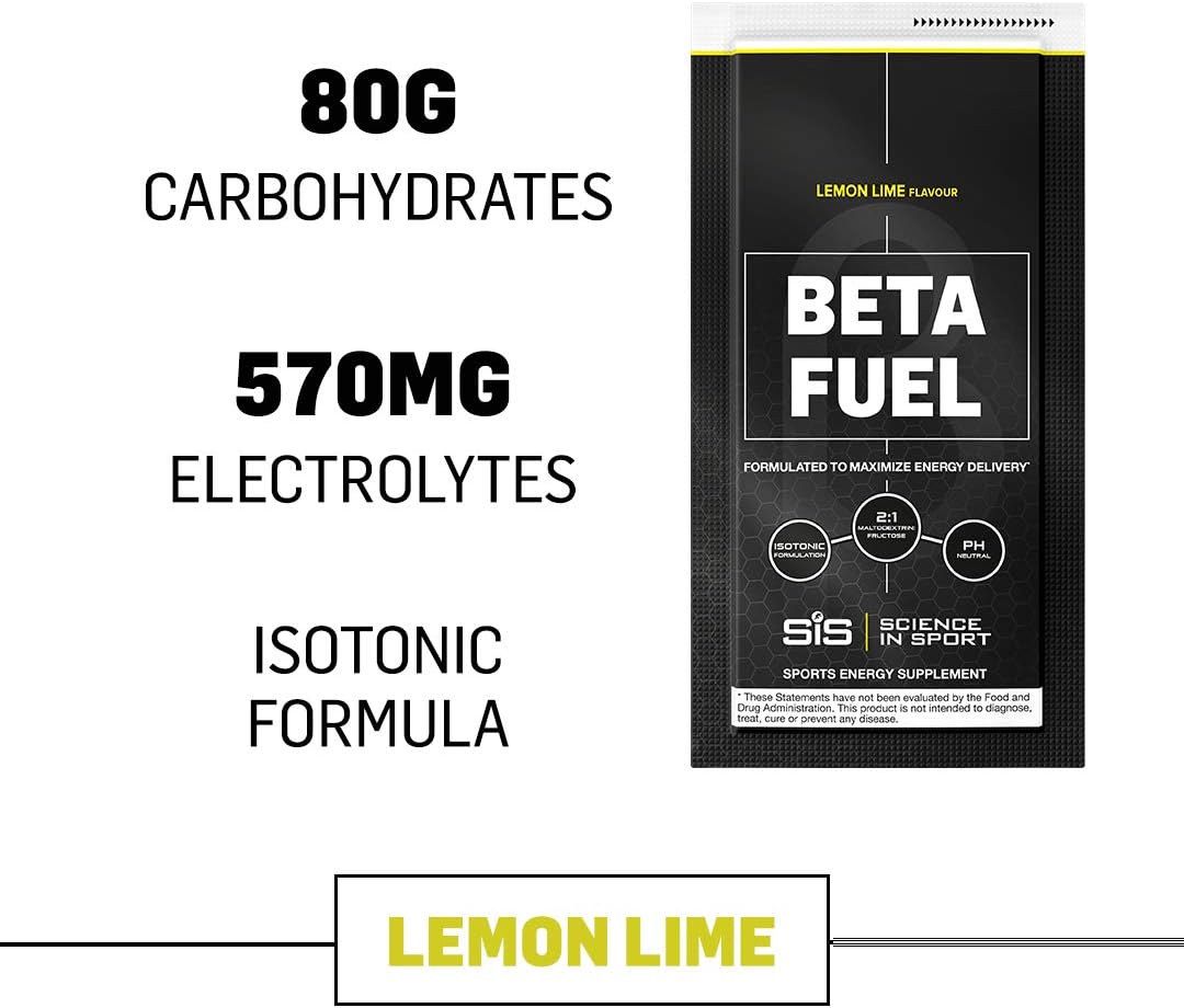 Science in Sport Beta Fuel, Endurance Energy Drink, Isotonic Sports Drink with 80g of Carbohydrates, Lemon & Lime - 12 Grab and Go Sachets: Health & Personal Care