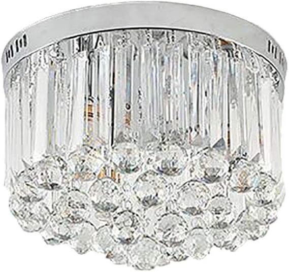 Moderno Cristal Plafón,E14 6 Luces Redondo Montaje Al Ras Cromo Lámpara