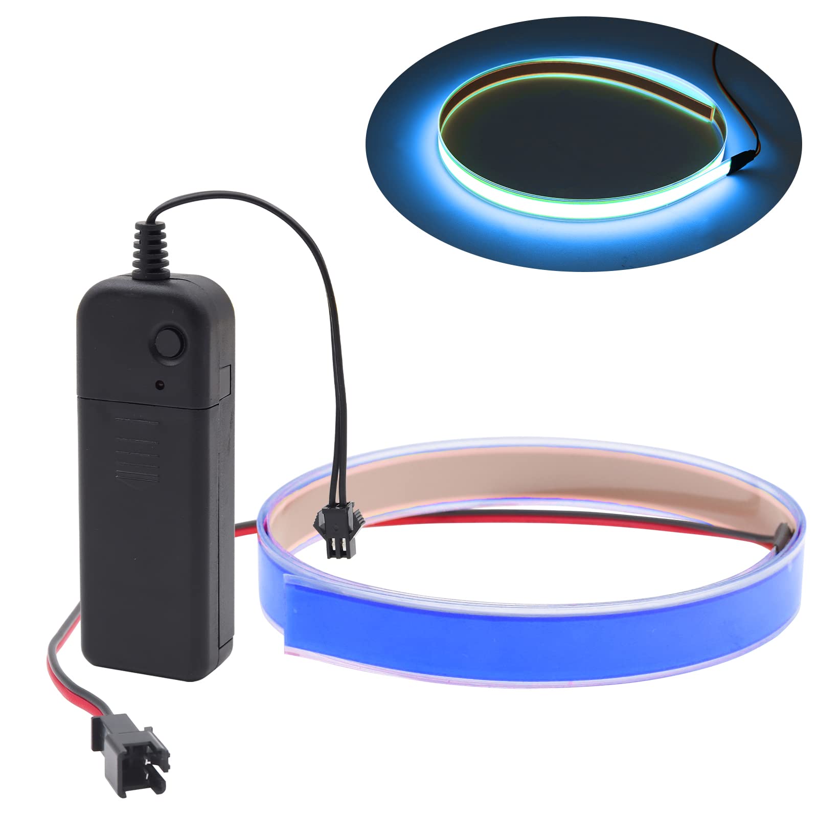 Ygmylandbb Electroluminescent El Light Strip, EL Wire Rope Lights, 1M Neon Glowing Strobing Electroluminescent 100 cm x 1.4 cm (39.3" x 0.5") ON/Slow Flash/Fast Flash, Blue, 1Pack — image 1