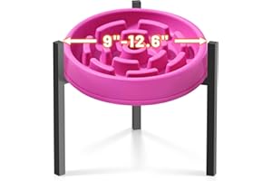 LOOBANI Dog Bowl Stand Single: Fits for Bowls Width 9"-12.6" - Adjustable Elevated Dog Bowls Metal Stand for Medium & Large Dogs - Black (Without Bowl)