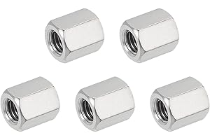 HiPicco Hex Coupling Nuts, M8 x 1.25-Pitch 12mm/0.47" Length Metric Coarse Thread, 5 Pack 304 Stainless Steel Rod Coupling Nut for Threaded Rods & Studs