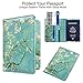 WALNEW Passport Holder Cover RFID Blocking Case Travelling Passport Cards Carrier Wallet Case (Tree and Flowers)