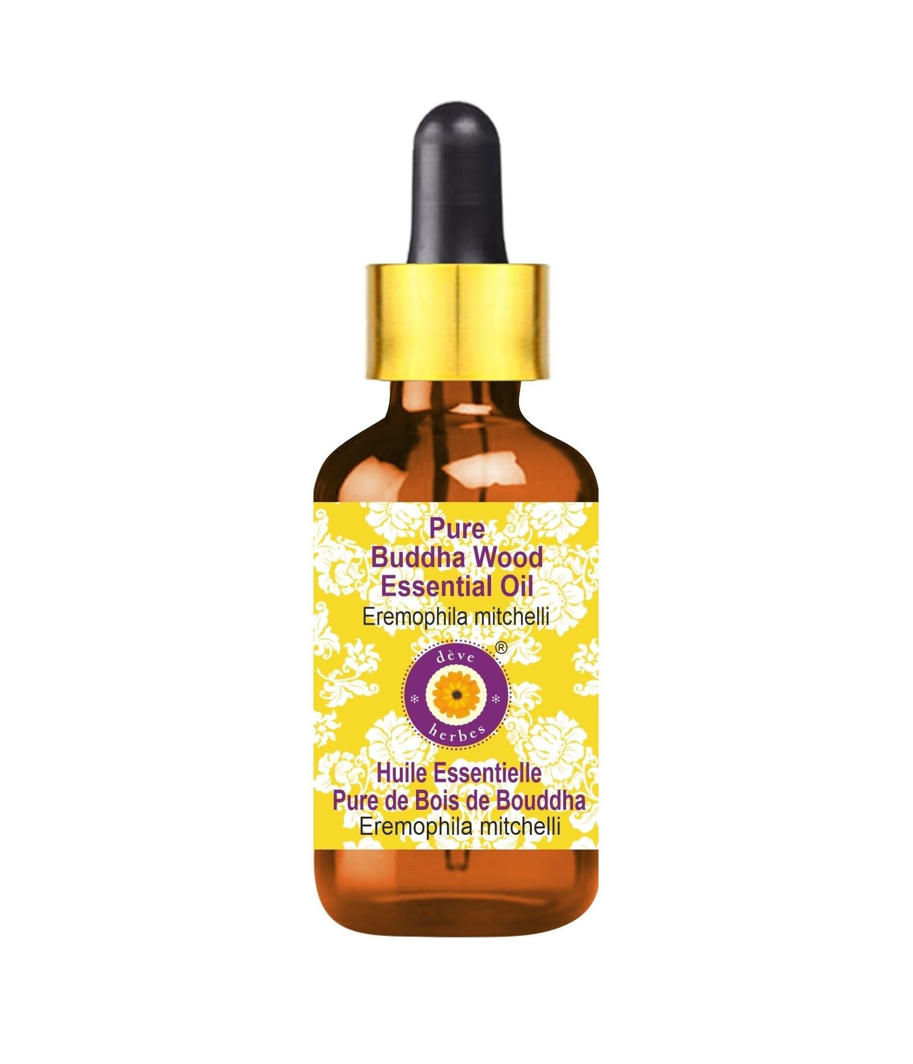 Deve Herbes Pure Buddha Wood Essential Oil (Eremophila mitchelli) Non-Sticky | Non-Greasy | Woody & Earthy Aroma | for Aromatherapy, Relaxation, Perfumery & Blends 5ml with Glass Dropper