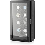 Watch Winder Station for Self-Winding 8 Automatic Watches with LED Case Backlight and LCD Display for All Watch Brands and All Watch Sizes