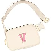 mibasies Initial Fanny Pack for Girls, Birthday Gifts for 4 5 6 7 8 9 10 11 12 13 Teen Girl - Cute Personalized Trend Stuff - Cream V