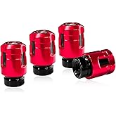 MUQIDA 4PCS Car Tire Valve Stem Caps, Unique Shape Personalized Cover Leak-Proof Wheel Valve Stem Dust Cap, Corrosion Resistant Aluminum Tire Stems Cover for Car Truck Motorcycle (Red)