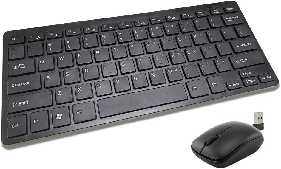 2.4GHz Wireless Mini Keyboard and Mouse Combo for PC Small Portable Ergonomic Cordless Computer Mouse with 78 Keys USB Receiver