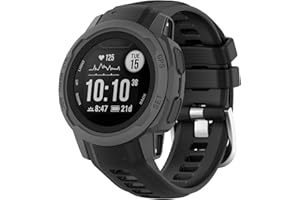 MOTONG Compatible for Garmin instinct 2S Replacement Band - Silicone Replacement Wrist Watch Band Strap Compatible for Garmin instinct 2S(Silicone Black)