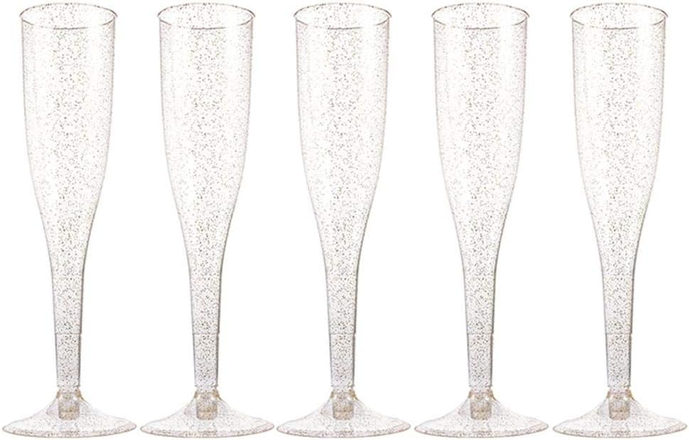Clear Plastic Disposable Wine Glasses, High Quality one Piece Plastic Champagne Flute Glass Elegant, Clear as Glass, Shatterproof - Perfect for Catering, Parties & Events, Christmas, New Year Celebra
