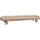 Beaded Edge Wooden Tray Beige Wood