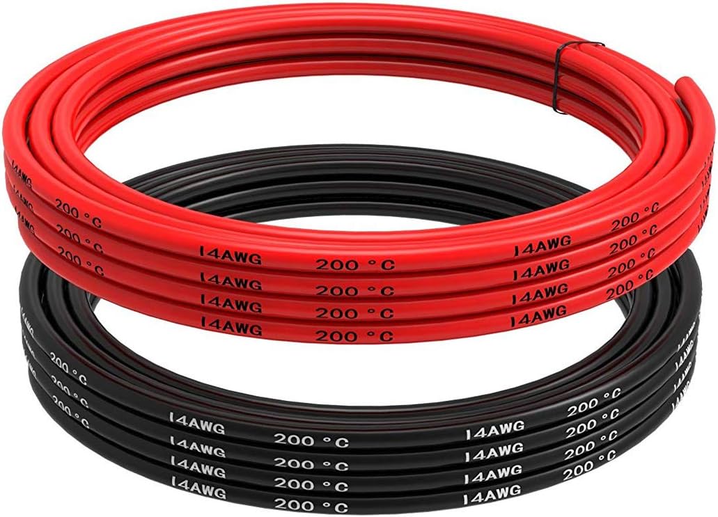 14 Gauge Silicone Wire Soft and Flexible Low Impedance 19.6ft (9.8ft Black and 9.8ft Red)